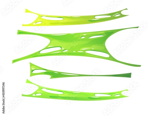 Stretched green slime background. Kids' sensory toy. Cartoon vector illustration