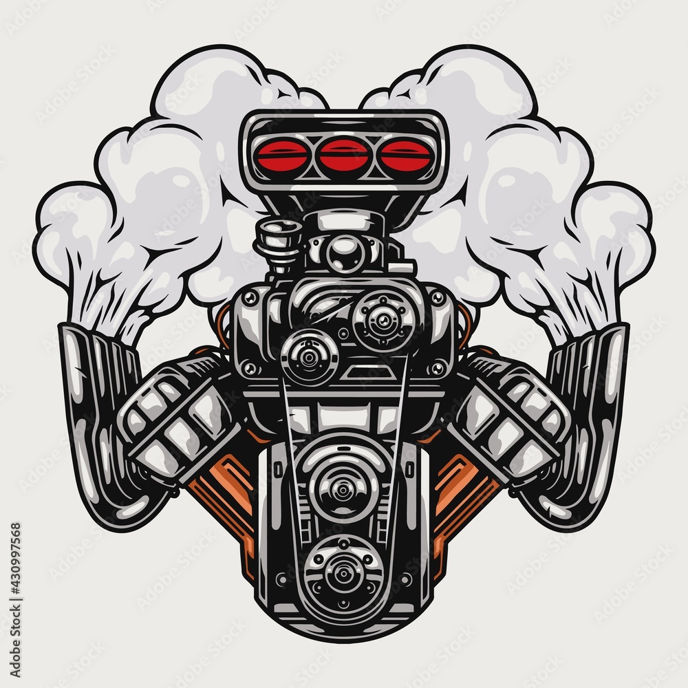 Hot rod or muscle car engine Stock Vector | Adobe Stock