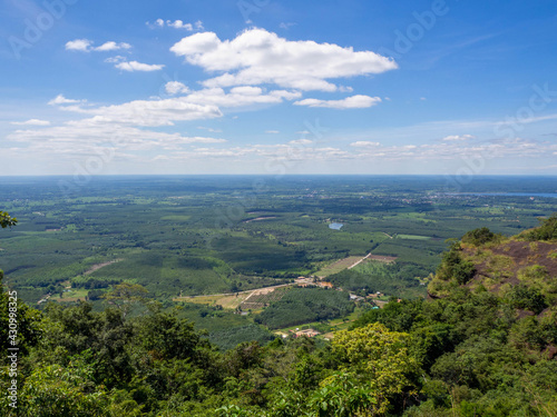 Beautiful top of view of the green forest, and blue sky in Unseen Thailand of Phu Langka National Park, Nong Khai, Thailand.