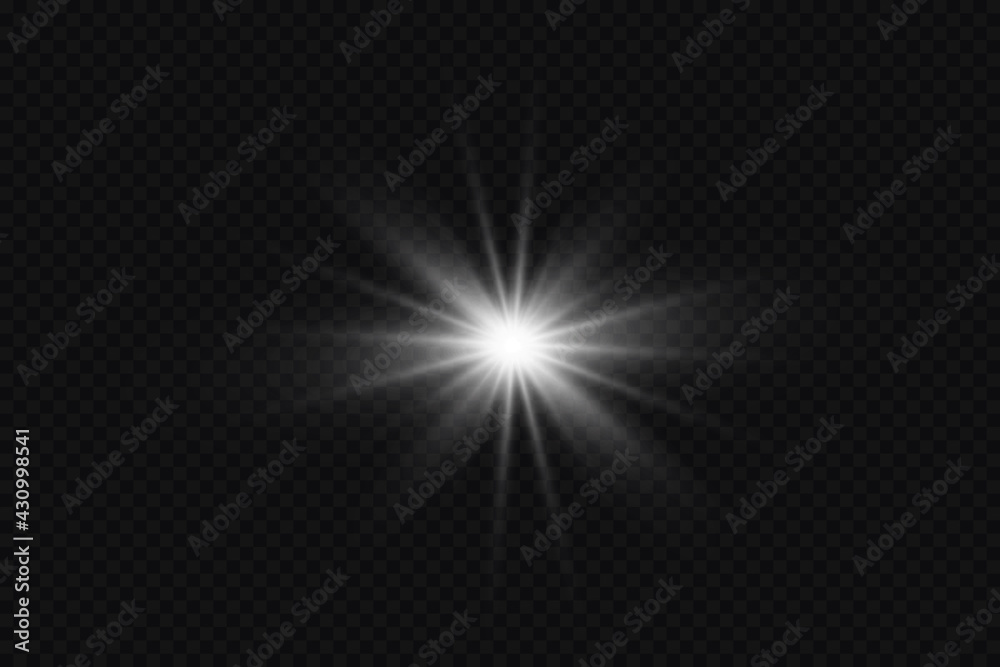 Glow light effect. Starburst with sparkles on transparent background. Vector illustration. Sun Glow light effect. Starburst with sparkles on transparent background. Vector illustration. Sun