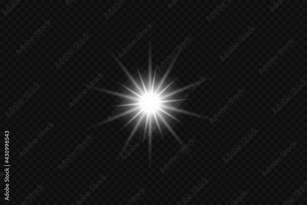 Glow light effect. Starburst with sparkles on transparent background. Vector illustration. Sun Glow light effect. Starburst with sparkles on transparent background. Vector illustration. Sun