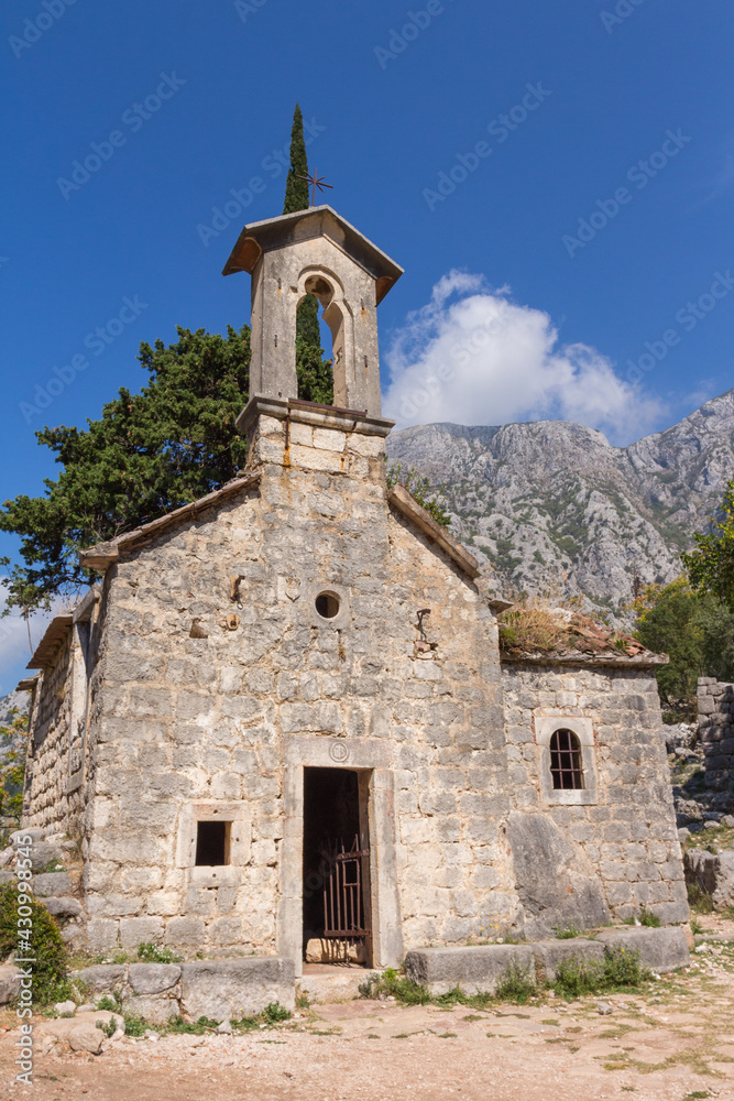 Abandoned historic church of St. George near the town of Kotor. Montenegro 