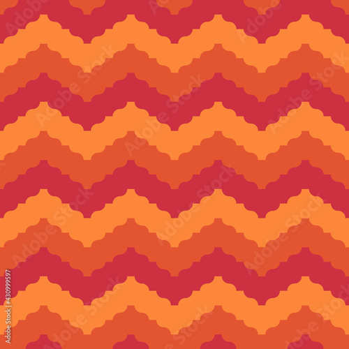 Seamless pattern. Repeated zigzag lines. Ethnic ornament. Jagged stripes. Waves ornate. Curves image. Wavy figures background. Mosaic motif. Ethnical paper. Tribal print, geometric design. Vector