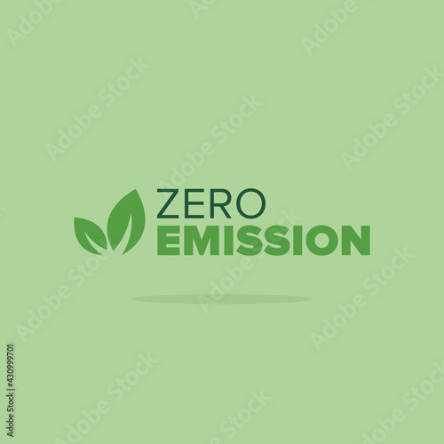Vector Zero Emission with Leaf Icon Flat