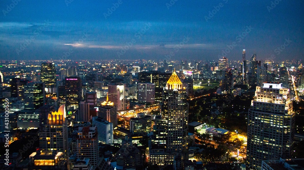 View over Bangkok at night