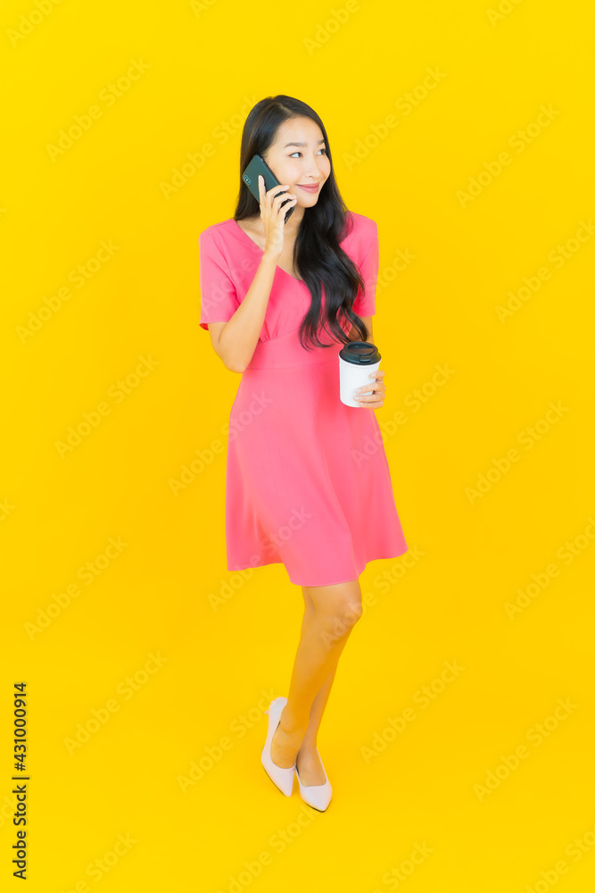 Portrait beautiful young asian woman smile with smart mobile phone Portrait beautiful young asian woman smile with smart mobile phone