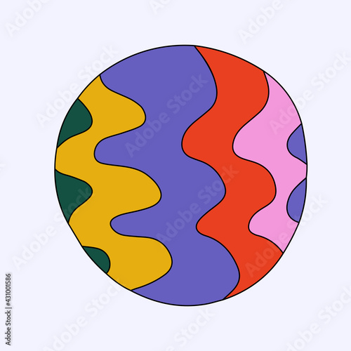vector element - stripes of shapes of different colors.Ellipse with a gradient of lines.Hippie fragment in the style of the 60s and 70s.Groove shapes.Rainbow sphere for design.gasoline and acid stain