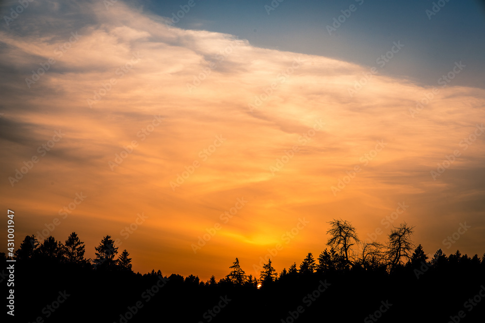 Fototapeta premium breathtaking sunset over the Black Forest in Germany