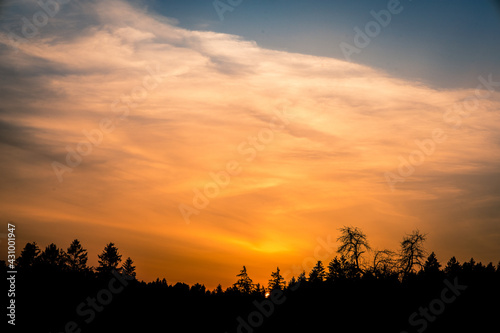 breathtaking sunset over the Black Forest in Germany