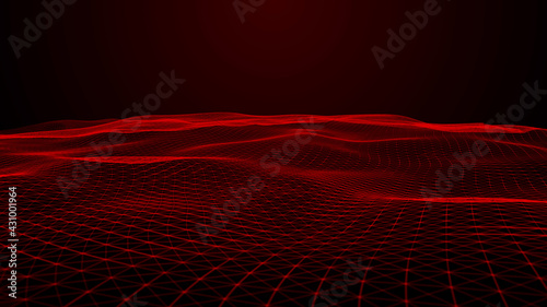 Big data visualization. Abstract  wave. Digital background.  3d rendering.