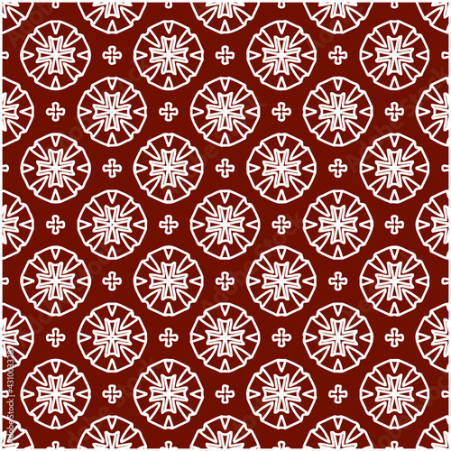 Fototapeta Naklejka Na Ścianę i Meble -  Geometric vector pattern with triangular elements. Seamless abstract ornament for wallpapers and backgrounds. red and white colors. 