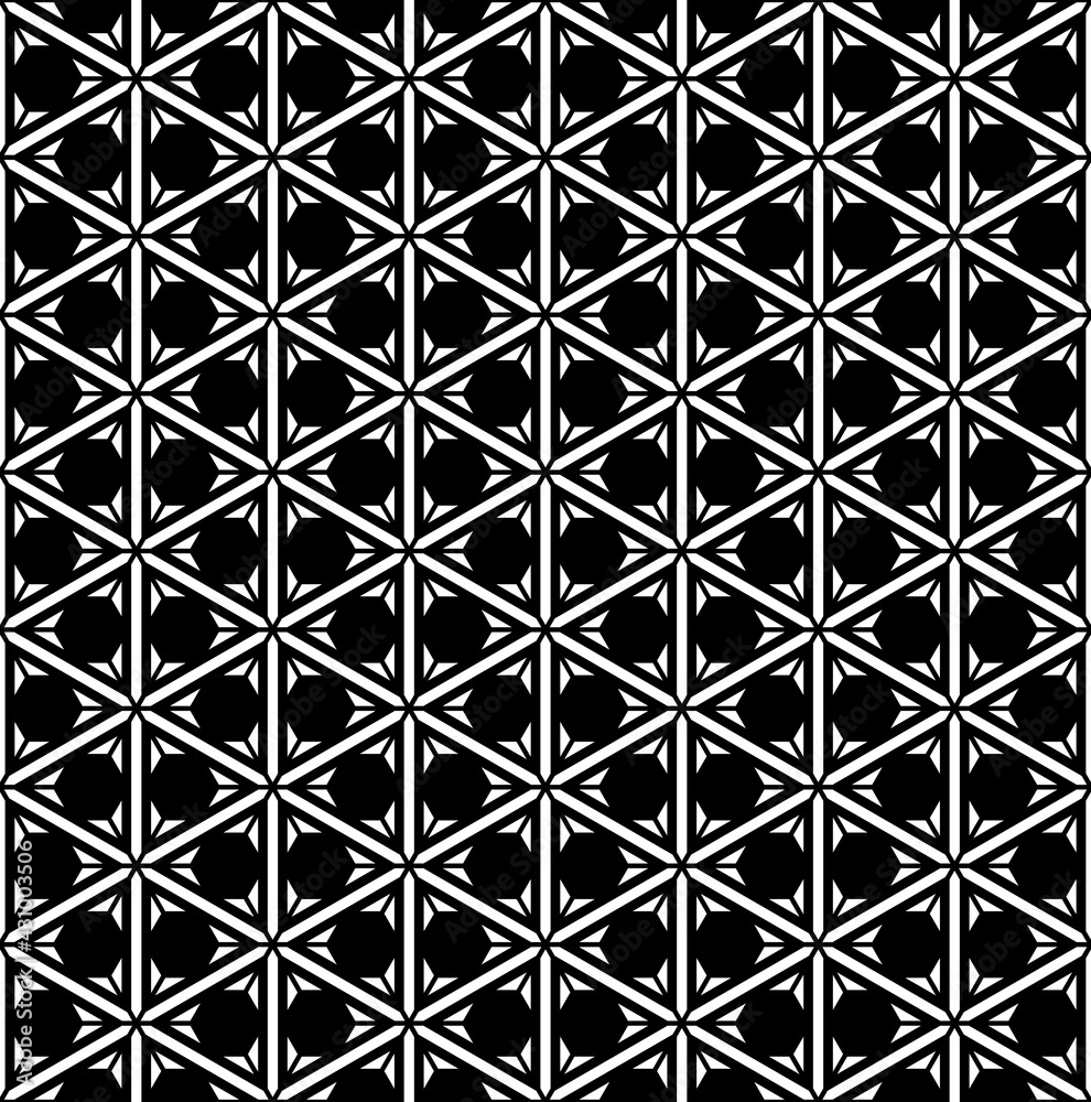 Seamless geometric triangles, diamonds and hexagons pattern. Seamless geometric triangles, diamonds and hexagons pattern.