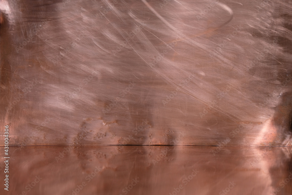 Fototapeta premium Two old copper plates. Empty space. Reflection. Copy space. 