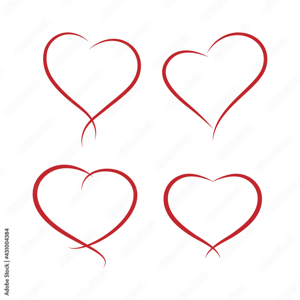 Set of silhouettes of hearts. Vector illustration isolated on white. For various applications in cards, invitations and other festive and romantic designs. Set of silhouettes of hearts. Vector illustration isolated on white. For various applications in cards, invitations and other festive and romantic designs.