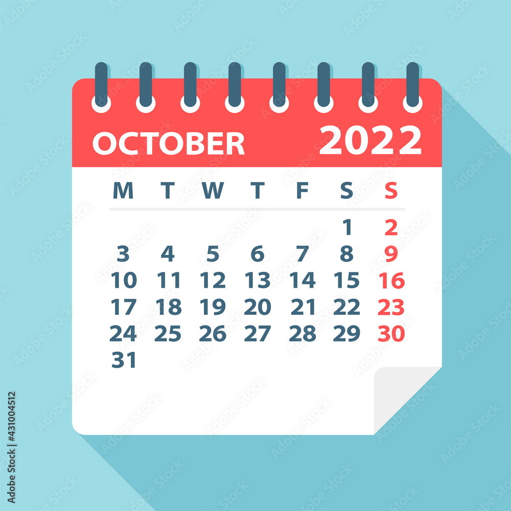 October 2022 Calendar Leaf - Vector Illustration October 2022 Calendar Leaf - Vector Illustration