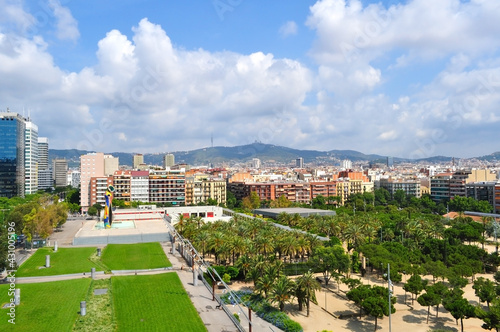 Joan Miro Park in Barcelona in summer, Spain