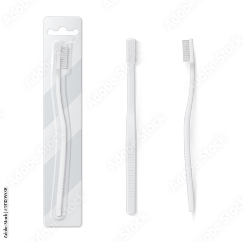 Collection of toothbrush with and without box vector illustration daily teeth hygienic