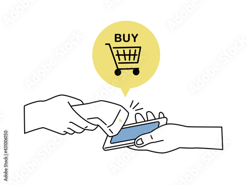 キャッシュレス、スマートフォン決済(スマホの電子決済でのお買い物)・カード、QRコード決済、操作手順イラスト
cashless_QR code payment Mobile payments
Online Banking and Payment Services Flat  vector Illustrations hand