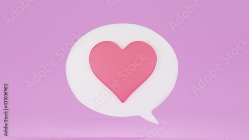 3d minimal Sweet social media message on pink background. concept of social media messages. 3d render illustration