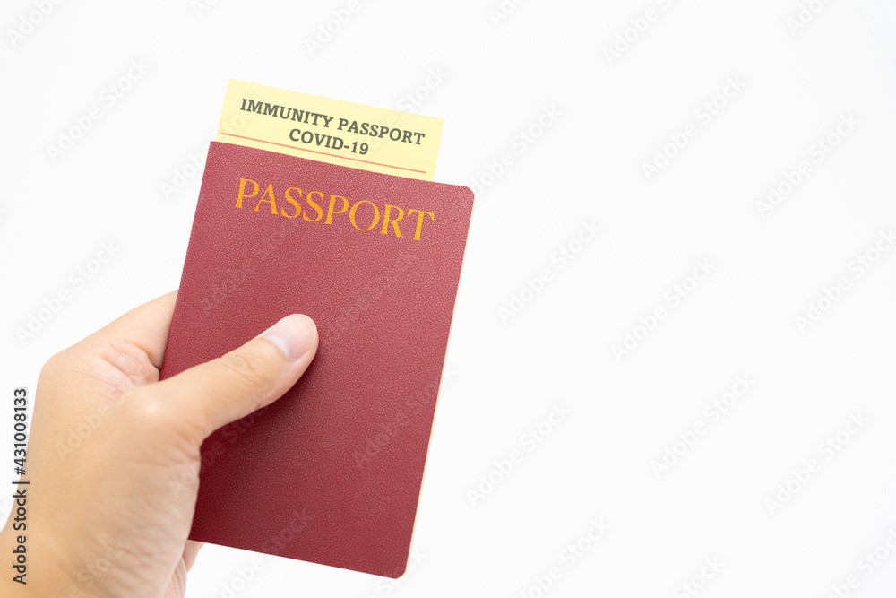 Passport with vaccination certificate for COVID-19 person record card. Immune passport or certificate for Get vaccinated before travel. Vaccination, disease immunity passport, health Passport with vaccination certificate for COVID-19 person record card. Immune passport or certificate for Get vaccinated before travel. Vaccination, disease immunity passport, health