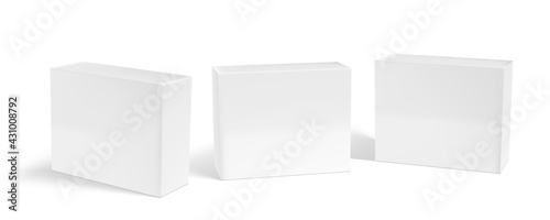3D White Box With Shadow Isolated On Background