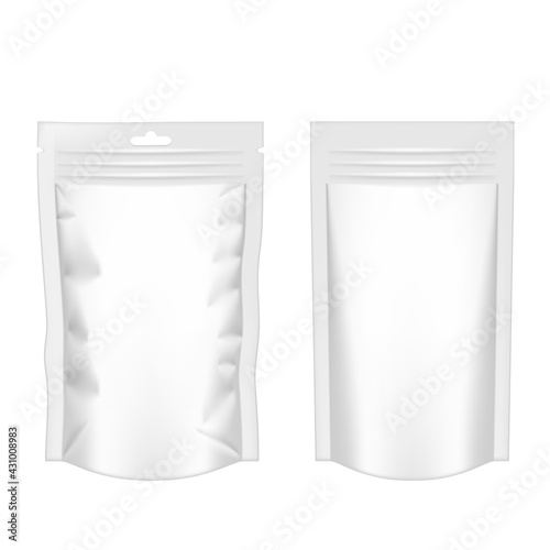 White Pouch Foil Plastic Packaging With Zipper