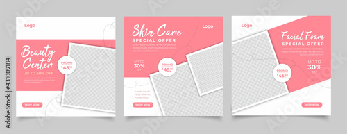 Beauty Center Makeup Social media post Banner Square Flyer Template Design