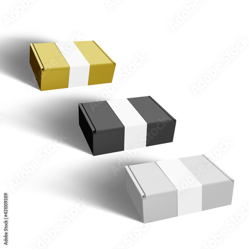 White, Black And Gold Cardboard Box Paper Label