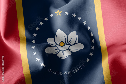 3D illustration flag of Mississippi is a region of United States