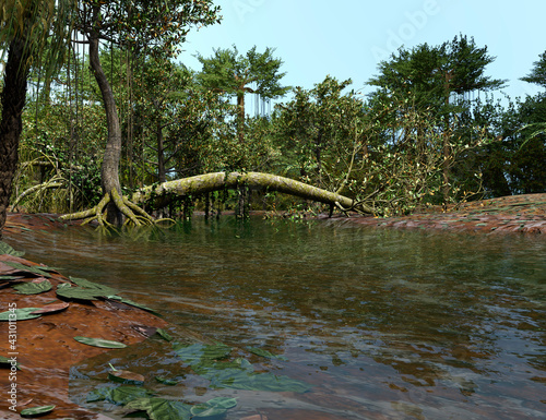 Fototapeta Naklejka Na Ścianę i Meble -  3D Rendering Tropical Rainforest