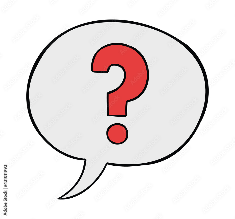 Cartoon vector illustration of speech bubble with question mark. Cartoon vector illustration of speech bubble with question mark.