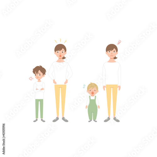 Problems of relations between son and mother. Flat cartoon vector illustration