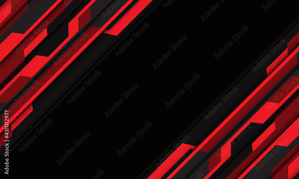 Abstract red grey cyber circuit slash dynamic with black blank space design modern futuristic technology background vector illustration.