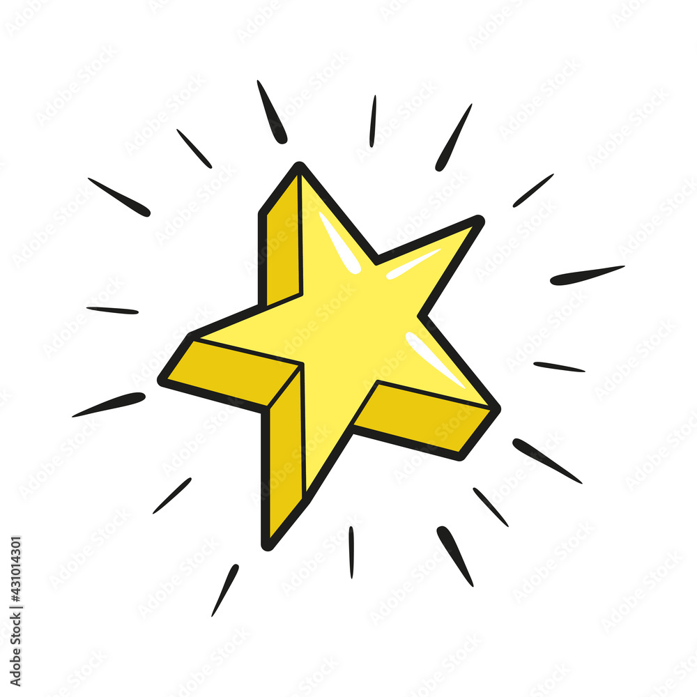 Shining star cartoon icon. Yellow five-pointed element for Christmas, holiday decoration. Shining star cartoon icon. Yellow five-pointed element for Christmas, holiday decoration.