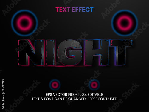 Wallpaper Mural Night text effect. Text effect editable font and word. Light neon disco style. Torontodigital.ca