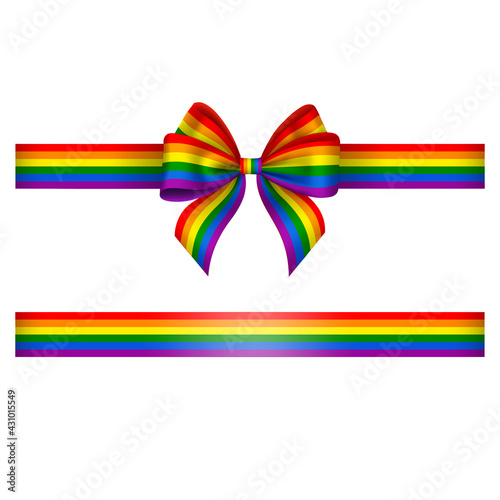 Bow and ribbon with rainbow colors. pride day bow