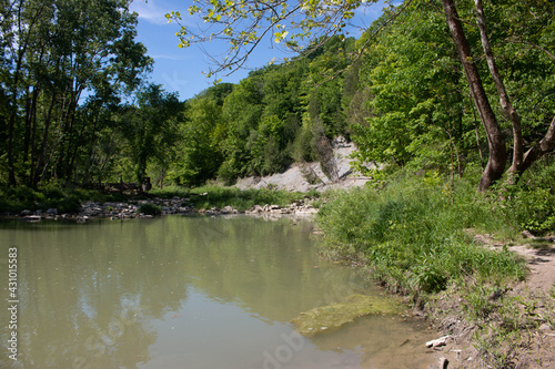 view of a small dam wall in a creek