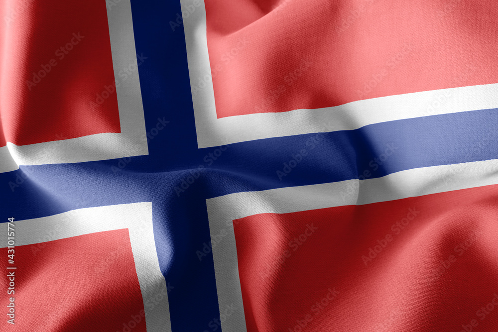Obraz premium 3D rendering illustration flag of Norway. Waving on the wind fla