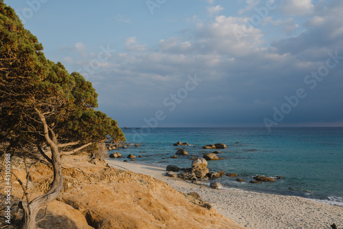 Fototapeta Naklejka Na Ścianę i Meble -  Beautiful sandy beach with translucent sea in sardinia, Italy.