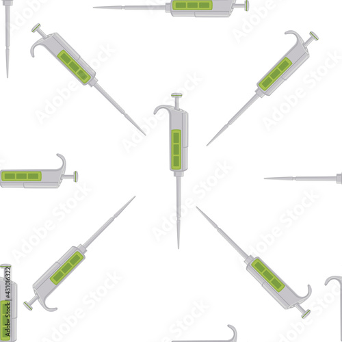 Abstract seamless medical pipette, dropper for laboratory on white background