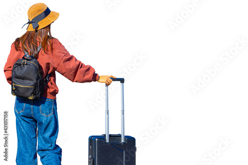 Girl with a suitcase a whit...