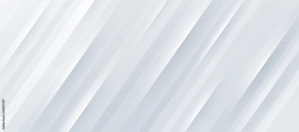 White and bright gray gradient background with dynamic diagonal stripe lines and halftone texture. Modern and simple template banner design. Luxury and elegant concept. Vector illustration