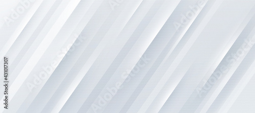 White and bright gray gradient background with dynamic diagonal stripe lines and halftone texture. Modern and simple template banner design. Luxury and elegant concept. Vector illustration