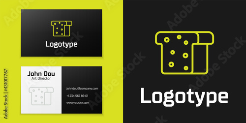 Logotype line Bread toast for sandwich piece of roasted crouton icon isolated on black background. Lunch, dinner, breakfast snack. Logo design template element. Vector