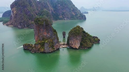 Aerial view of James Bond island in Phang nga, Thailand. photo