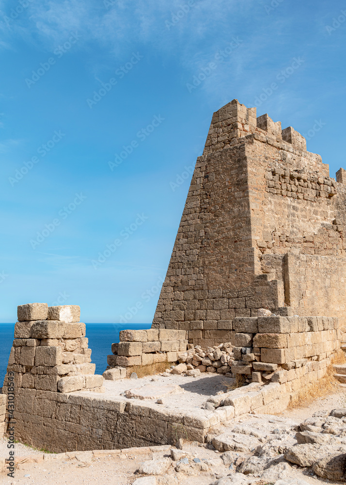 Rhodes Acropolis of Lindos Exterior Wall Section