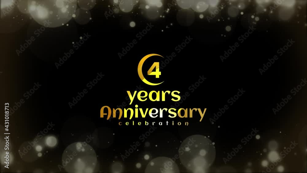 Celebration of  4 Years Anniversary Day Party , invitation Moments Gold Color Creative Logo Videos