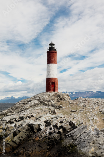 Les Eclaireurs Lighthouse. the Lighthouse at the End of the World. Located in the Beagle Channel, Ushuaia, Argentina