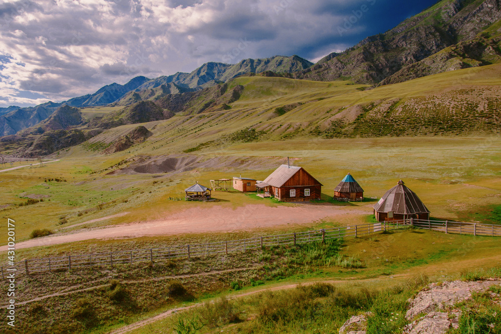 Fantastic Altai nature landscape, amazing summer valley evening landscape. 