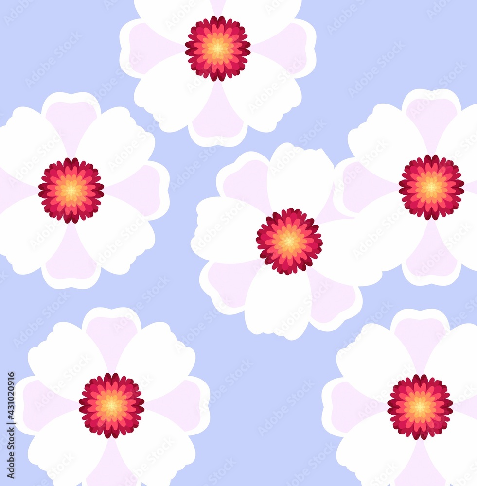 Flowers illustration blue background Flowers illustration blue background